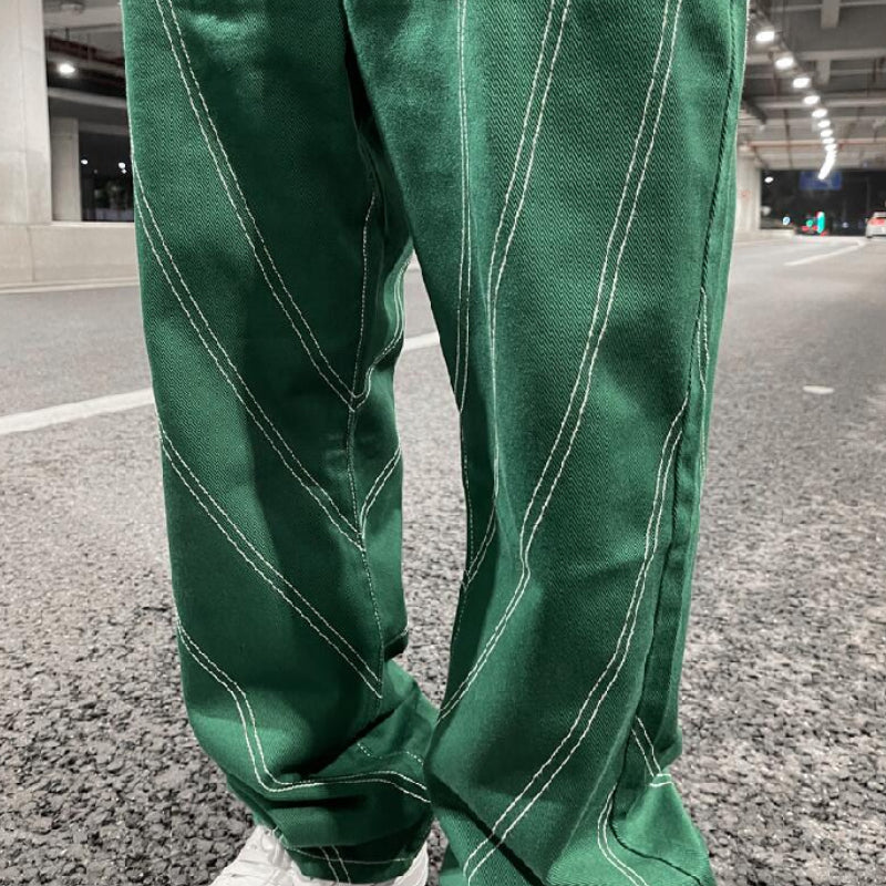 fashion design lines denim jeans mens zipper loose straight trousers hip hop new casual streetwear pants joggers baggy jeans unique joggers style 1451