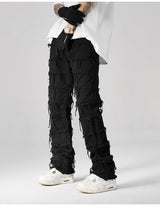 destroyed ripped pieced patchwork denim jean pants casual straight biker trousers mens fashion y2k hip hop streetwear joggers unique joggers style 529