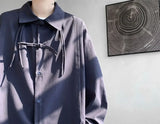 Shirts for men spring and autumn style national fashion design loose and versatile large size outer wear lapel long sleeved tops