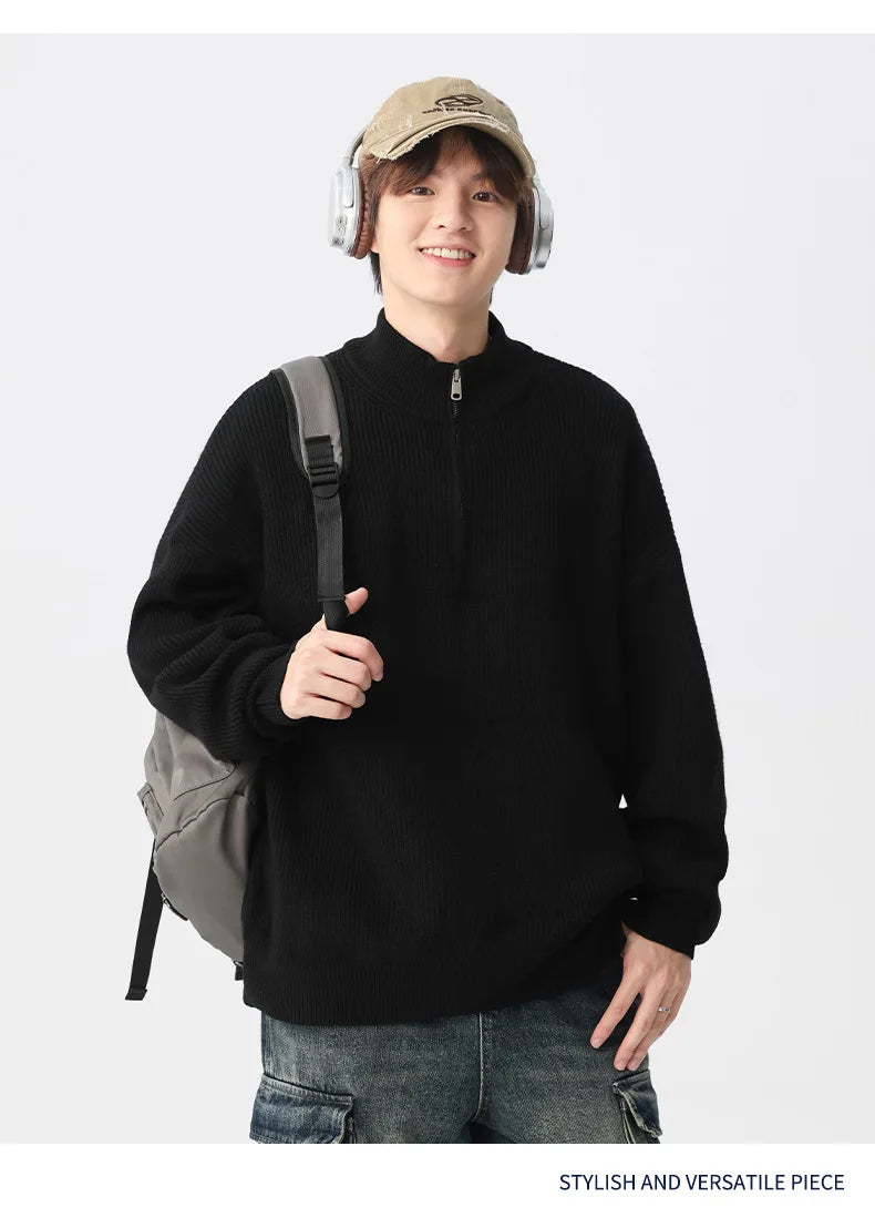 minimalist knit hoodie, photo-ready knit, unisex oversized techwear hoodie for men street style