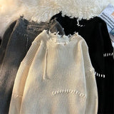 grunge knit pullover for fall and winter, oversized aesthetic with urban style, mens fashion layer for modern streetwear coll