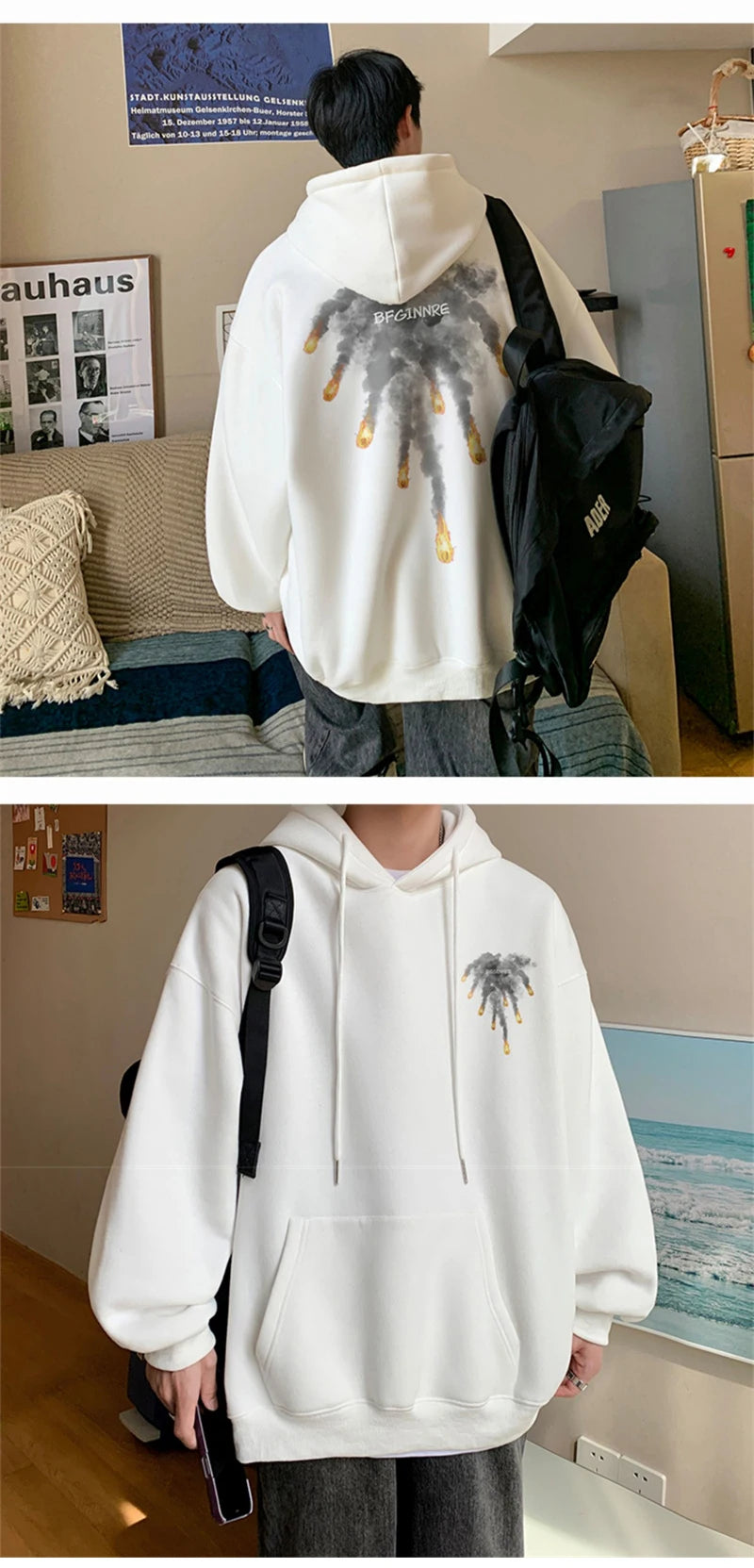 New Anime Meteorite Fall Graphic Printed Hooded Sweatshirts Hombre Hip