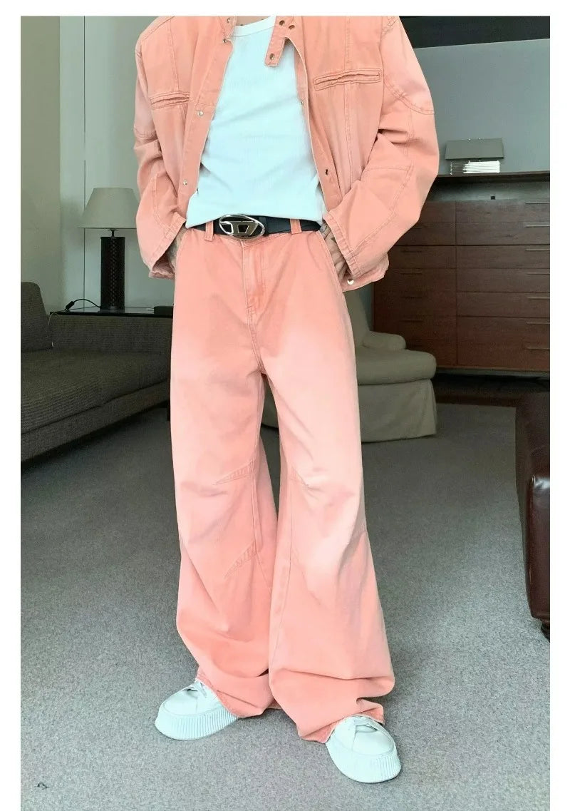 outdoor high street denim mens sets spring single breasted trendy harajuku jackets cowboy two piece hip hop couple suits new unique jeans style 4852