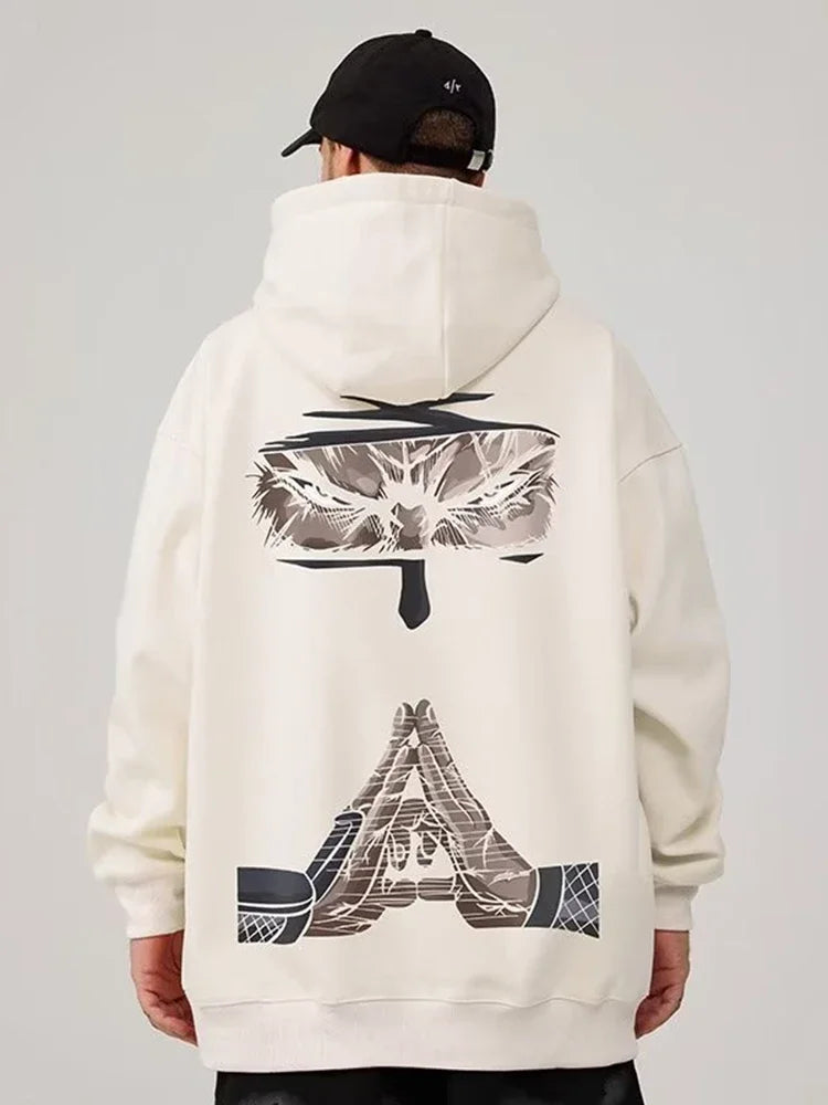 Funny Anime Ninja Mudra Graphic Printed Hoodies For Men Hip Hop Streetwear Pullovers Hooded Sweatshirts Y2K Goth Fashion