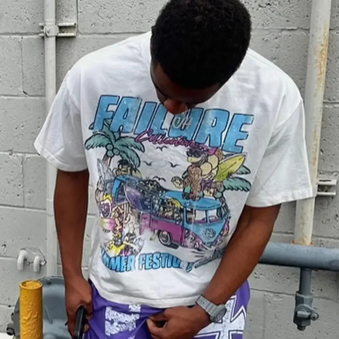 Glitchcore Design – American Letter Print Graphic T Shirts Vintage New – Edgy Streetwear for All Genders