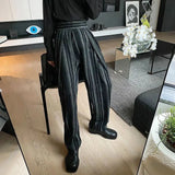 mens trousers plush stripes contrast color casual pants autumn streetwear fashion all match straight pants mens clothing 2024 unique default style 86