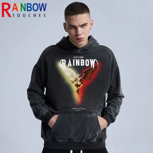 Rainbowtouches 2022 Hoodies Men High Street Fashion Old Washing Demon