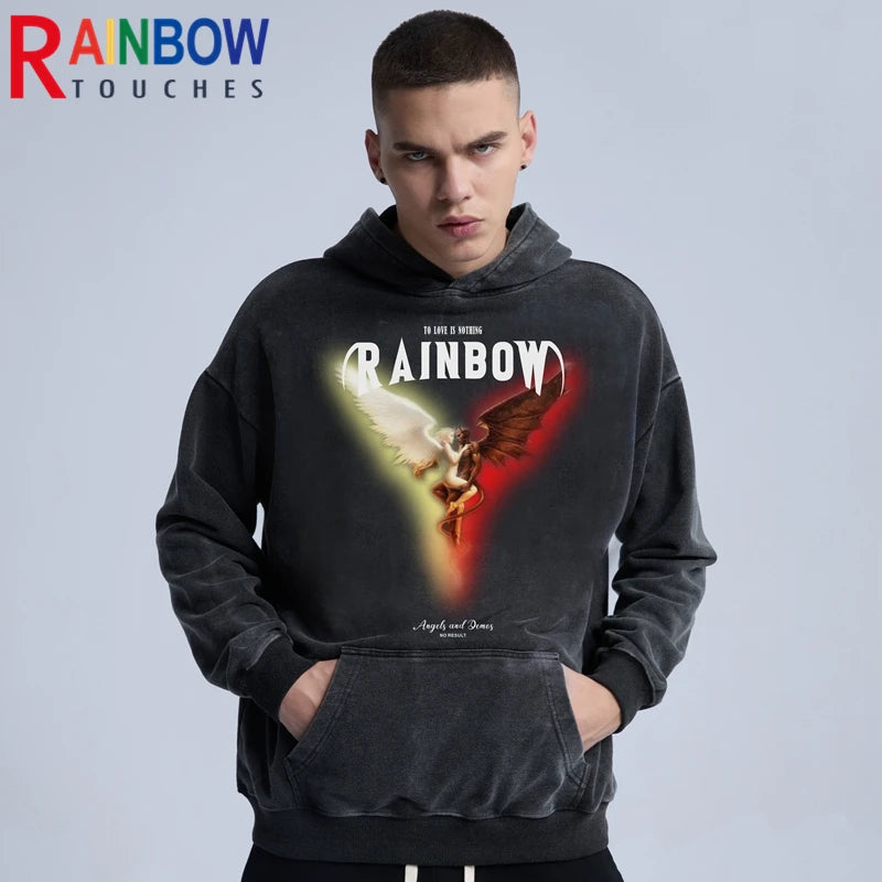 Rainbowtouches 2022 Hoodies Men High Street Fashion Old Washing Demon