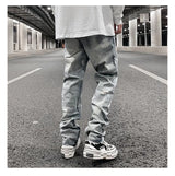original tie dyed ripped flared denim jean for men streetwear washed hole casual stacked jeans pants mens slim fit jeans 2023 unique jeans style 3747