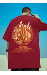 Anime Tribal flames – Mens Summer Tiger Head Print T Shirts 2025 Japanese Oversize