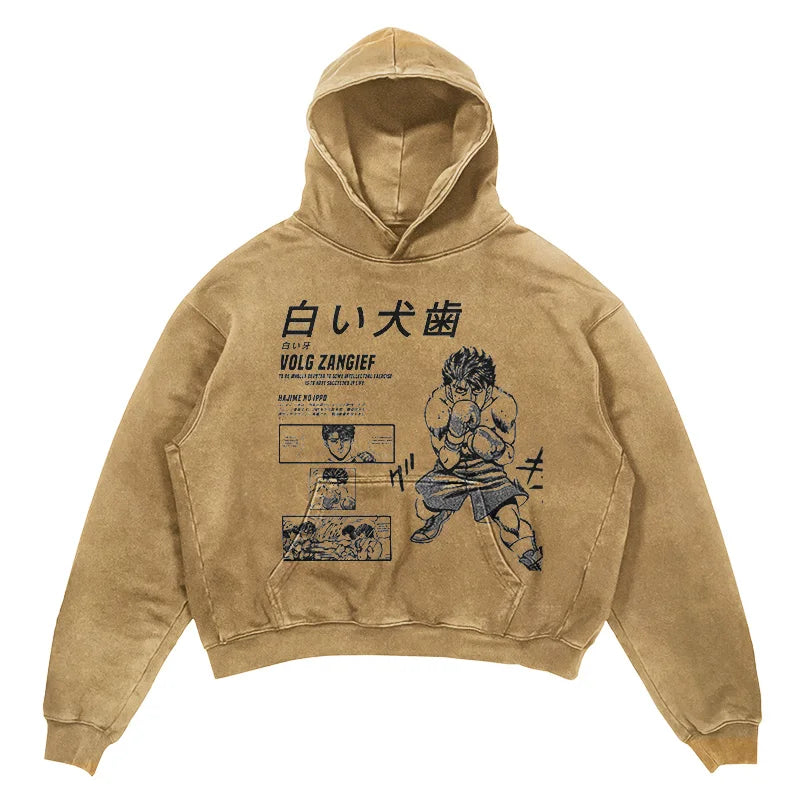 2024 Men Spring Hoodie Retro Japanese Anime Graphic Hoodies Boxer Hip