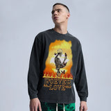 Rainbowtouches Men's Sweatshirts Hip Hop Comfortable Popular Pattern Vintage Street Wear Black Skulls Printing Long Shirts