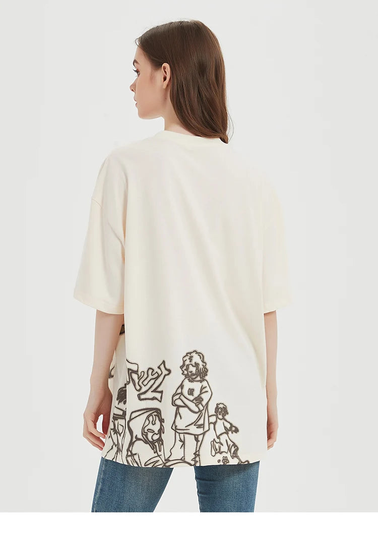 Skatercore Aesthetic print tee – 2023 Harajuku Cartoon Girl Cat Japanese Kanji Graphic T Shir