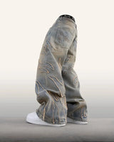 new hot selling ripped raw edge embroidered denim trousers retro harajuku baggy jeans y2k men women hip hop punk casual pants unique jeans style 837