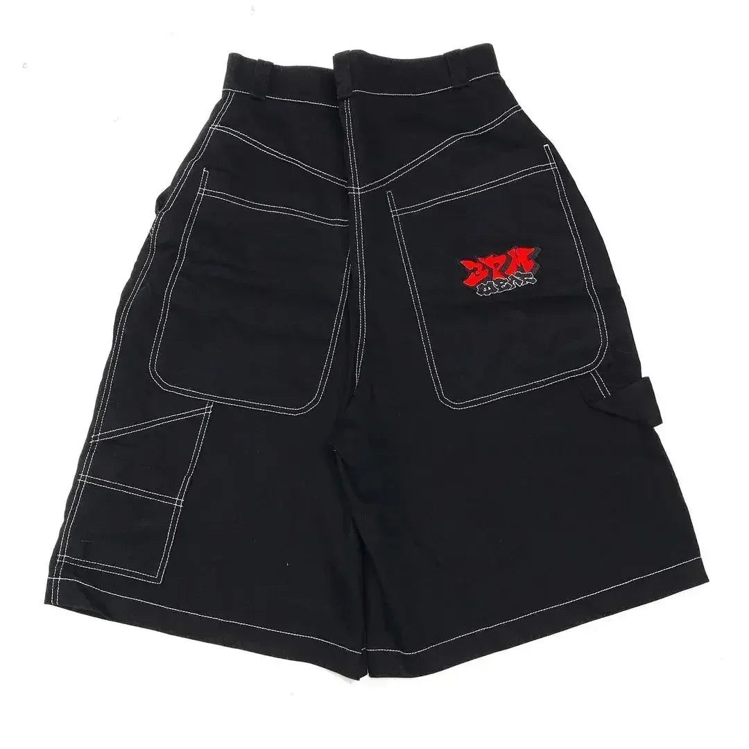 Harajuku Y2k Wexwear Embroidery Skateboarding Jeans Denim Men Letter Graphic Streetwear Shorts 2024 Baggy Gym Basketball Shorts