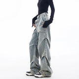 2024 american style new spring and autumn street fashion straight leg mid waist jeans for couples loose retro y2k casual pants vintage washed jeans
