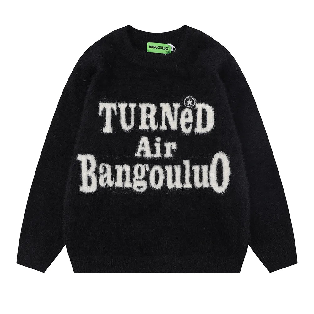 varsity flame pullover for men with bold graphic knit design, perfect for 2025 fashion, street fashion menswear trend for sea