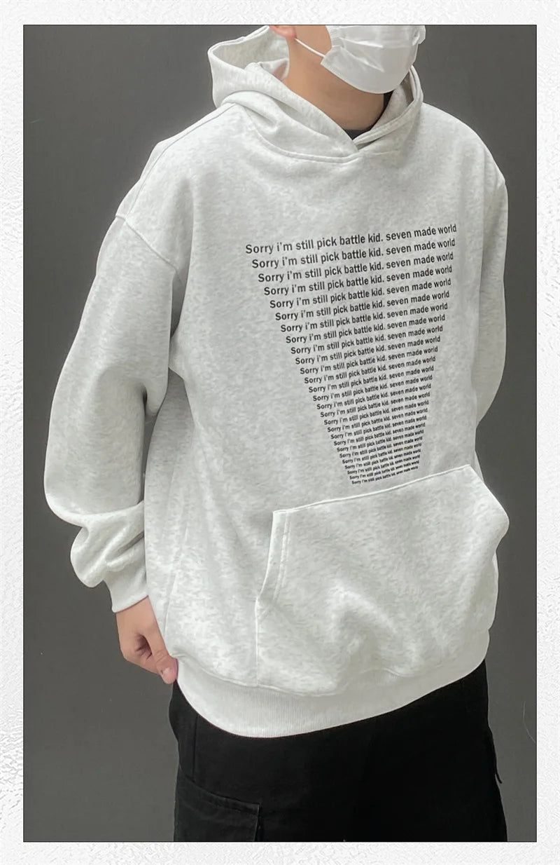 Y2K Minimalist Zip Collar Top – Autumn Mens Y2K Letter Printed Goth Hoodies New American Streetwear Hooded Sweatshirts Hip Hop Fashion Pullover Retro Hoody | Zip Knit Drop #143