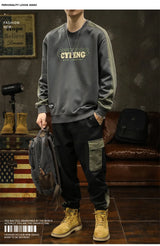 2025 Spring Letter Print New In Sweatshirt Mens Patchwork Long Sleeve