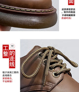 High Street Vintage Brown Big Toe Leather Shoes Men Women Streetwear Fashion Hip Hop Casual Increase Derby Shoes