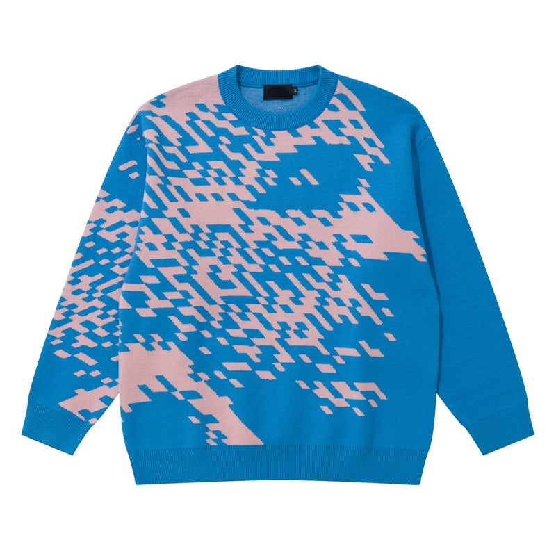 mens knitted sweater fashion pixel abstraction human face pullovers casual o neck unisex harajuku streetwear loose knit jumpers - graphic printed hoodie for men and women, unisex casual winter pullover, high quality cotton hoodie