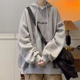 Autumn Letter Printed Half Zipper Hoodies For Men Y2K Streetwear Loose Hooded Sweatshirts New Vintage Fashion Pullover Hoody