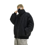 Mens Jacket Winter Parkas Streetwear Thicken Warm Solid Color Zipper Cotton Padded Bomber Jackets Harajuku Fashion Casual Coats