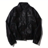 Retro Motorcycle Leather Jacket Men Woman Japanese Loose Streetwear Bomber Jackets Spring Autumn Casual PU Cargo Outwear Unisex