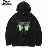 2023 Men Hip Hop Hoodie Sweatshirt Dancing Skull Butterfly Print Harajuku Hoodie Streetwear Winter Fleece Hooded Pullover Cotton