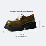 Men Genuine Leather Streetwear Fashion Casual Real Derby Shoes Male Vintage Japan Korean Cityboy Cow Leather High Heels Shoes