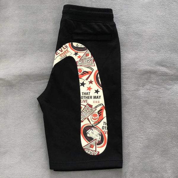 Harajuku Y2K Men's Gym Shorts Evisued Shorts Casual Japanese Fashion Brand M Printed Wide Leg Shorts Summer Men Clothing