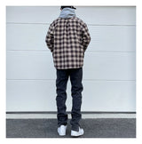 Mens Plaid Shirts New Fashion Single Breasted Hip Hop Loose Shirts Autumn Winter Casual Long Sleeve High Street Streetwear