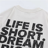 Anime Vintage t-shirt – False Letter Print Washed Distressed Faded Vintage Standard