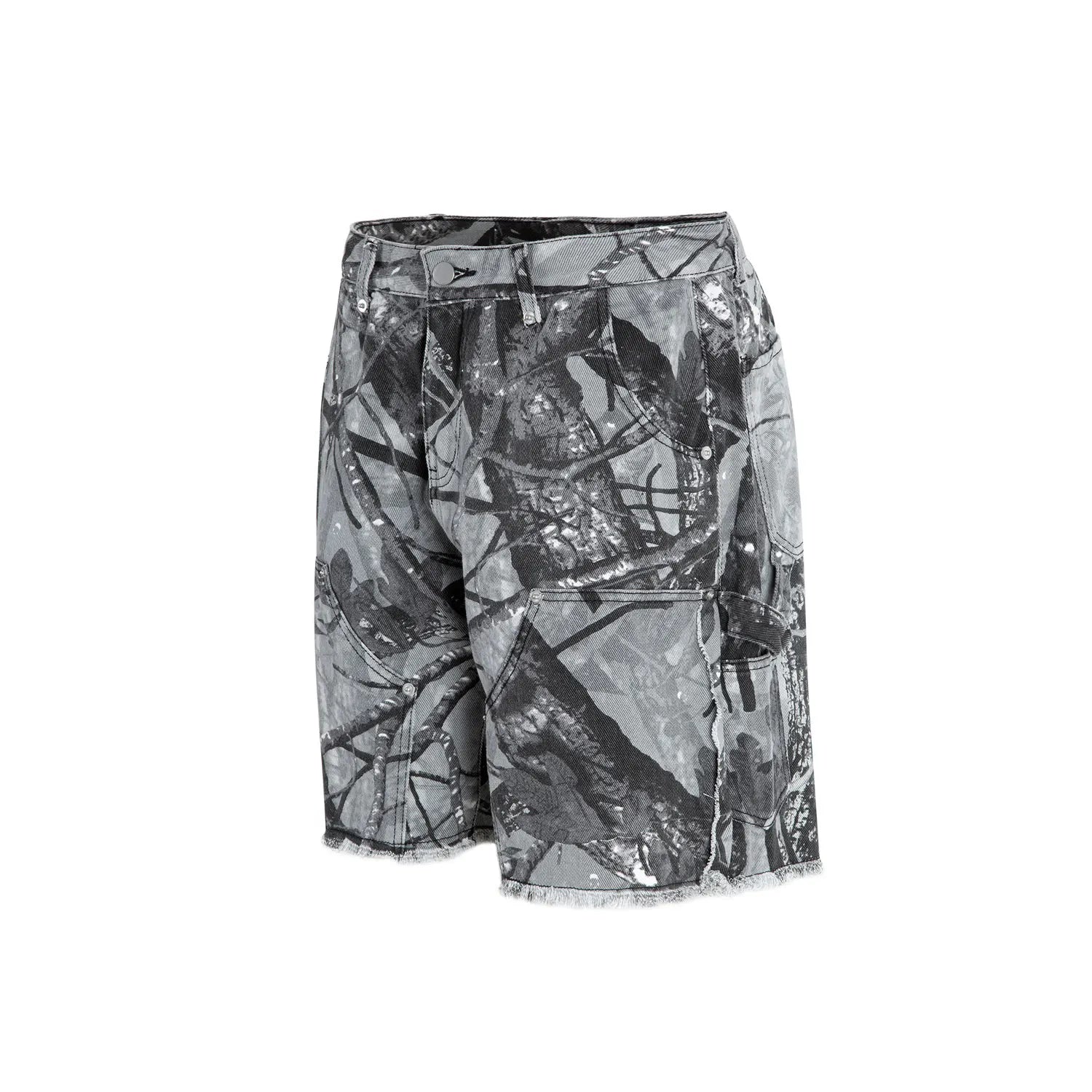 full branches trees camouflage cargo shorts for men and women straight patchwork baggy summer knee length pants oversized multi-pocket cargos