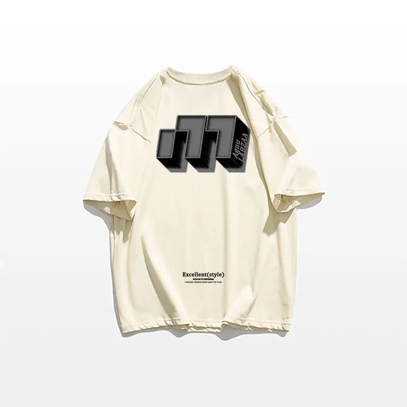 Skatercore Chrome print – Hip Hop Street Personality Letter Print Round Neck Short