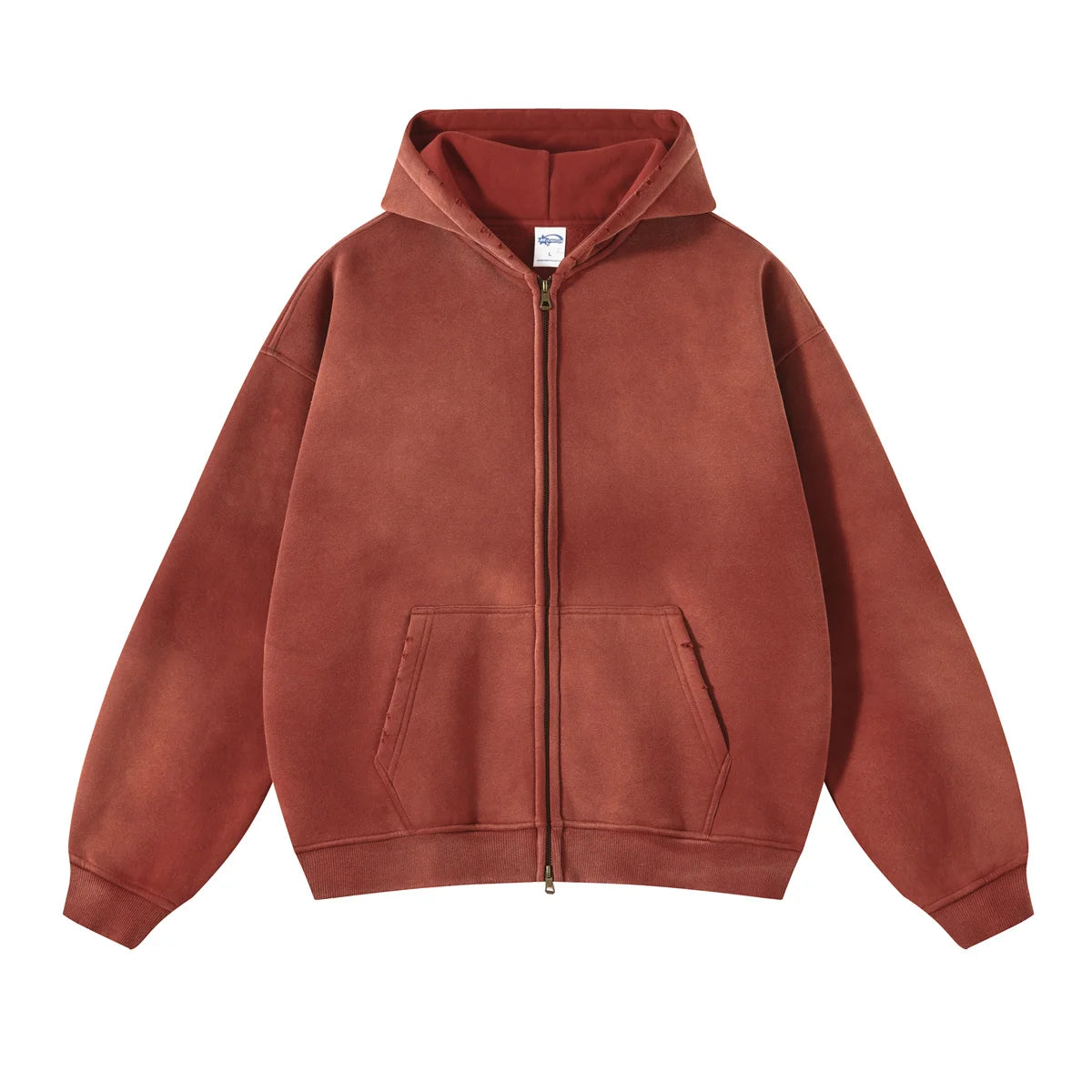 cyberpunk oversized shirt featuring mens oversize long sleeve washed double zipper cardigan hoodies loose plus plush gradient womens hooded pullovers winter