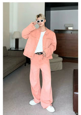 outdoor high street denim mens sets spring single breasted trendy harajuku jackets cowboy two piece hip hop couple suits new unique jeans style 4846