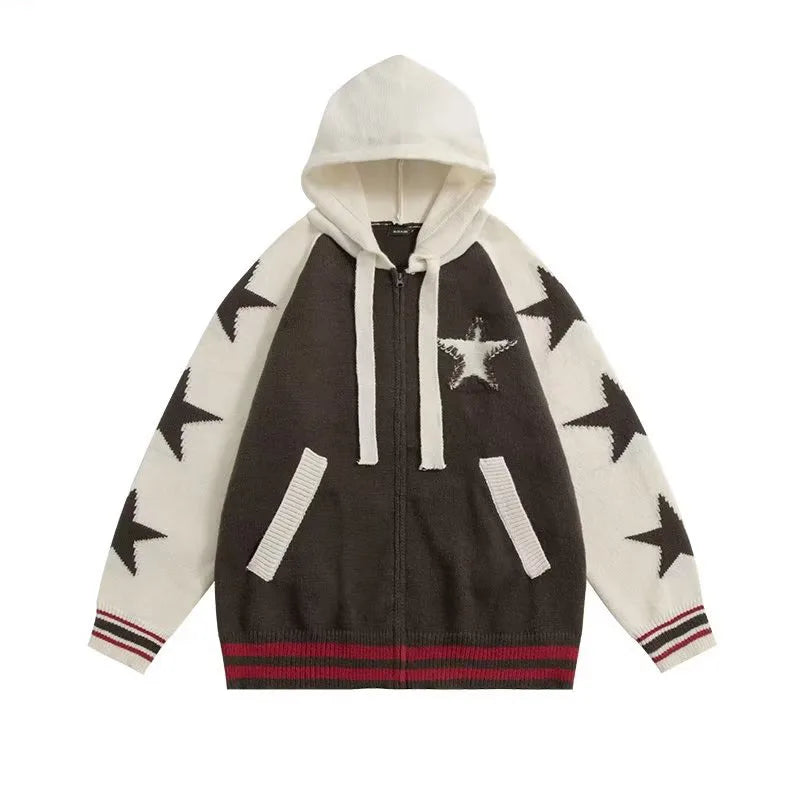 oversized knit pullover, fall/winter fashion, soft knit pullover with flame design, y2k fashion statement
