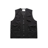 japanese street mens 3 piece set multi pocket camping vest solid cargo shirt side pockets casual pants suit couple trend set unique cargo style 4641