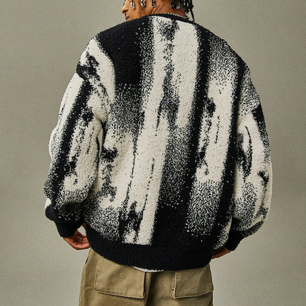 varsity flame knitwear, statement sweater, cozy knitwear for men, oversized grunge aesthetic winter top