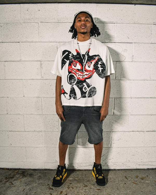 Glitchcore Vintage print – American Trendy Gothic Letter Pattern Printed Oversized T Sh