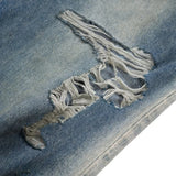 mens baggy jeans blue distressed ripped loose denim pants streetwear oversized hip hop jeans trousers stacked flare jeans