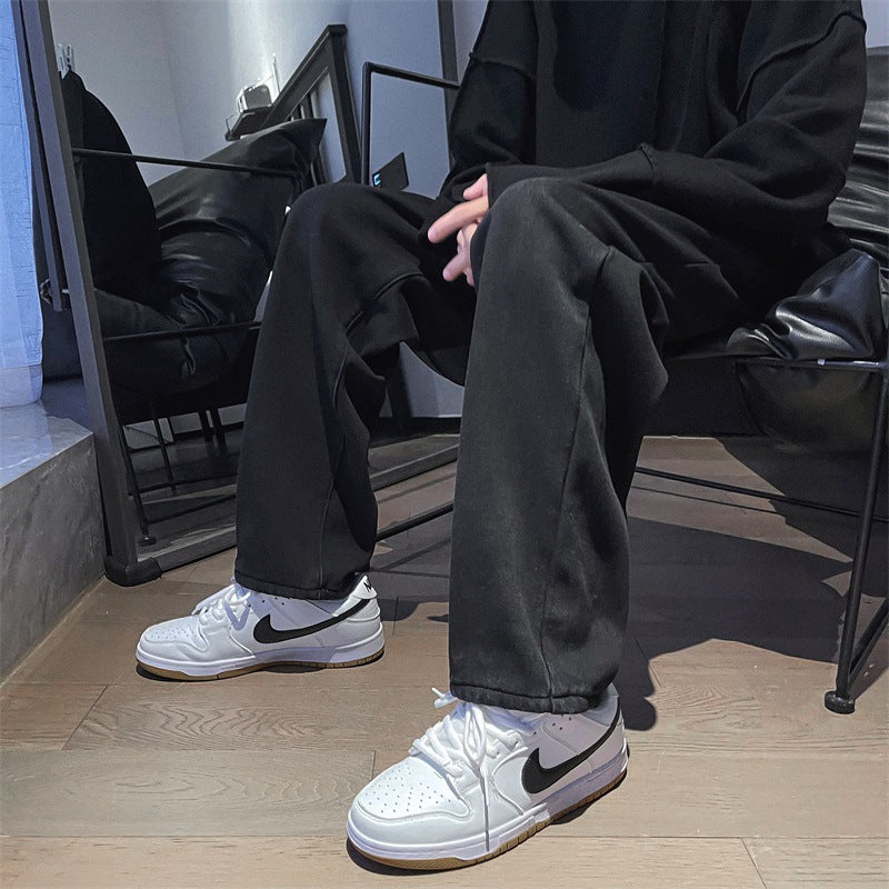 2023 spring new luxury fashion loose straight jeans men retro fashion high street pants boutique clothing simple style unique jeans style 3812