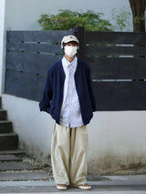 mens casual 2 pcs sets fake two pieces cotton shirt corduroy street wide leg pants sets japanese college retro couples suit unique default style 4559