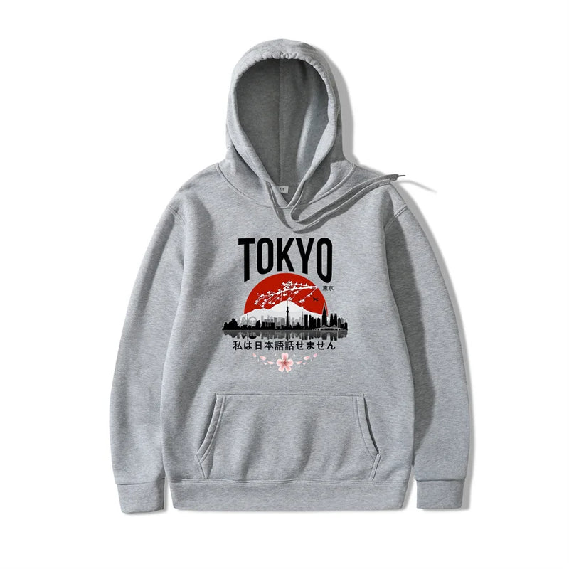 Japanese Tokyo Sakura Print Mens Hoodie Fashion Winter Autumn Mens Wom