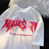 Vaporwave Aesthetic print tee – Cartoon 3D Letter Flocking Embroidery Hip Hop T Shirts Unise