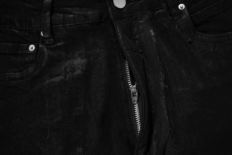 y2k streetwear wax leather strecth jeans for men and women ropa hombre baggy flare pants oversized straight denim trousers unique jeans style 4265
