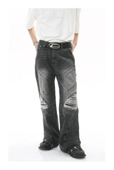fashion loose streetwear denim jeans new casual wide legs straight jean pants hip hop ripped joggers baggy jeans men clothing unique joggers style 4393