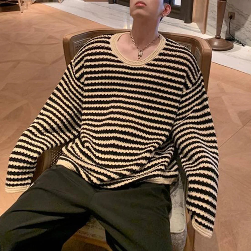 varsity flame knitwear, statement sweater, cozy knitwear for men, oversized grunge aesthetic winter top