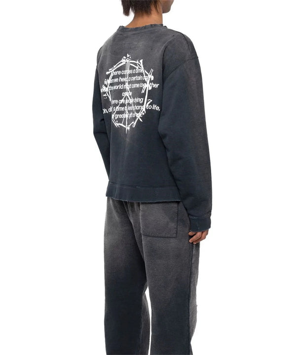 Vintage FW24 Devil print pattern High-Street Cotton Quality round neck pullover long sleeved sweatshirt